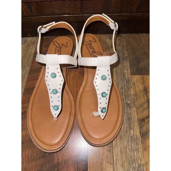 NWOT Zodiac Giselle Western Style Sandal W/Turquoise Detail Size 8 - Picture 4 of 14